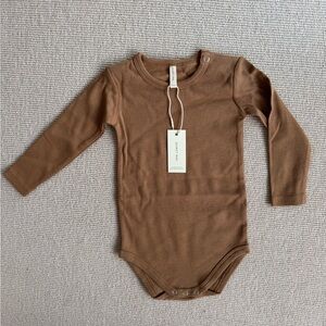 Quincy Mae Tan Long Sleeve Bodysuit